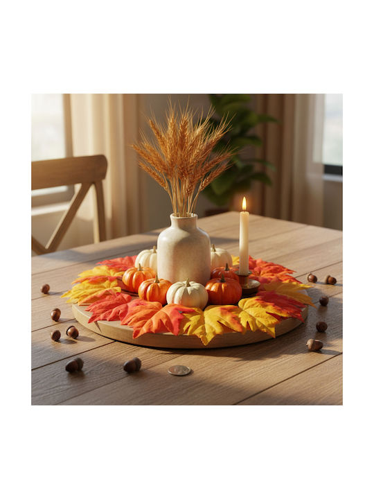 Set 9 Decorative Autumn Leaves 28 Cm Warm Colors Yellow Orange Red