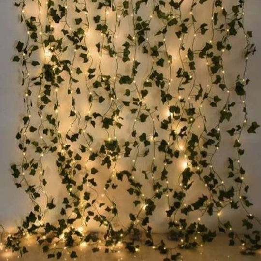 Ghirlandă Decorativă Cu Iedera Iluminată Pentru Perete Balcon Terasă Verde