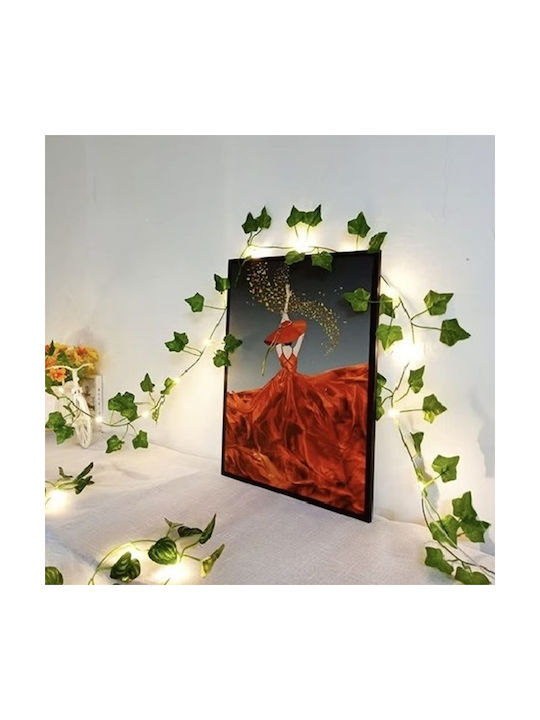 Ghirlandă Decorativă Cu Iedera Iluminată Pentru Perete Balcon Terasă Verde