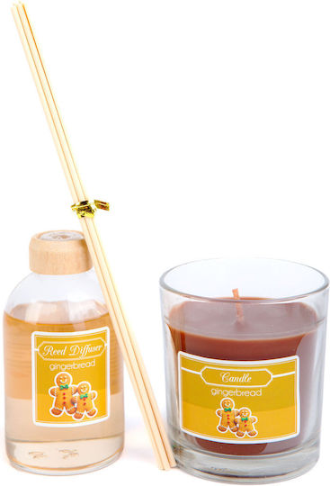 Scented Candle Reed Diffuser Set Gingerbread Scent 120 G + 100 Ml
