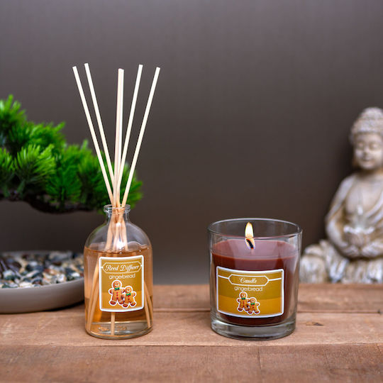Scented Candle Reed Diffuser Set Gingerbread Scent 120 G + 100 Ml