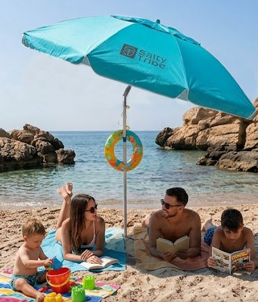 Salty Tribe Ionians Folding Aluminum Beach Umbrella Diameter 2.2m with UV Protection and Air Duct Ionians
