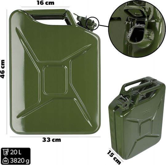 Kadax Steel Fuel Canister 20l + 31 Cm Funnel Green
