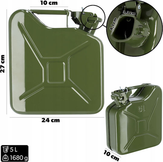 Kadax Stahl Kraftstoffkanister 5l + 31 Cm Trichter Grüne