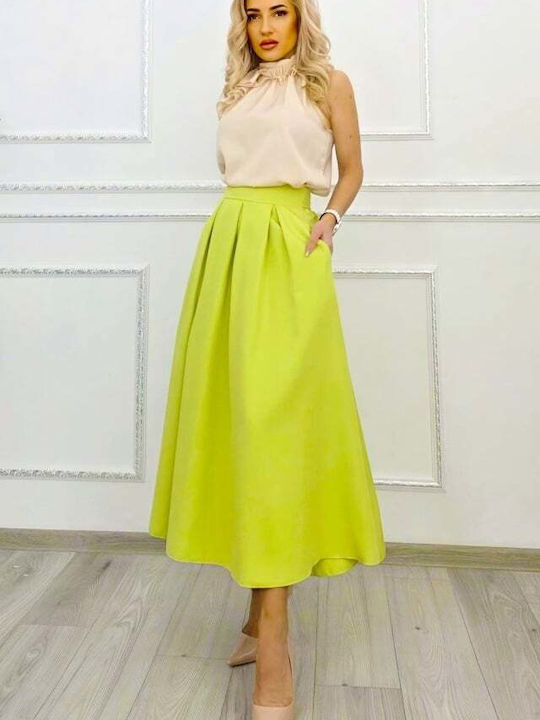 Fustă-Skorts Pentru Femei Talie Înaltă Verde Lime