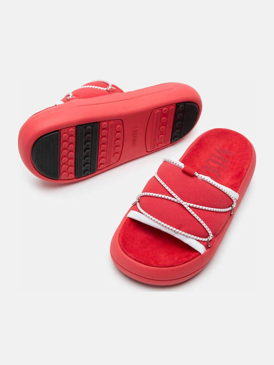 Damen Zehentrenner Rot Farbe Slides
