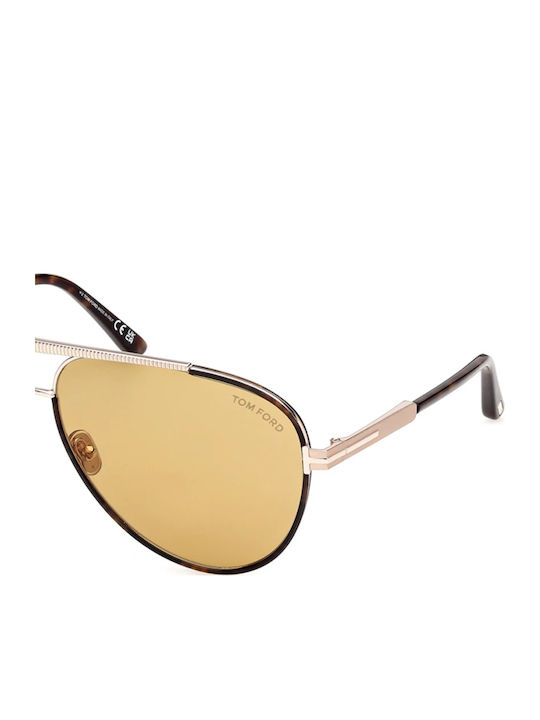 Tom Ford Men's Sunglasses with Brown Tartaruga Frame and Brown Gradient Lens