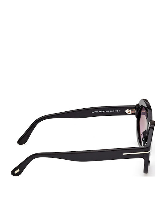 Tom Ford Women's Sunglasses with Black Horn-Rimmed Frame and Black Gradient Lens FT1341 01B
