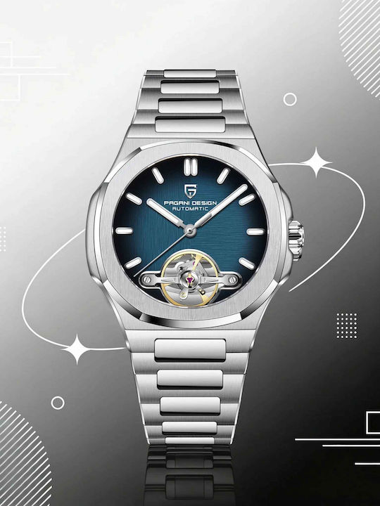 Pagani Design Ceas Barbatesc 42mm Automat cu Brățară Metalică Argintie