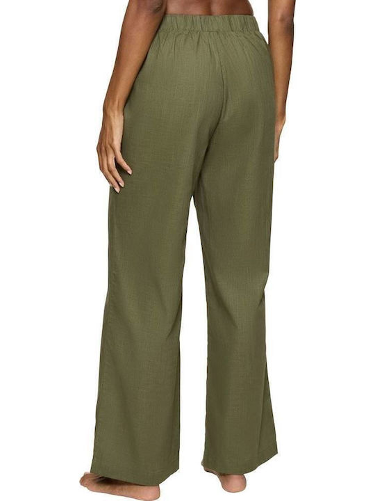 Dama Tesatura Pantaloni cu Elastic Olive