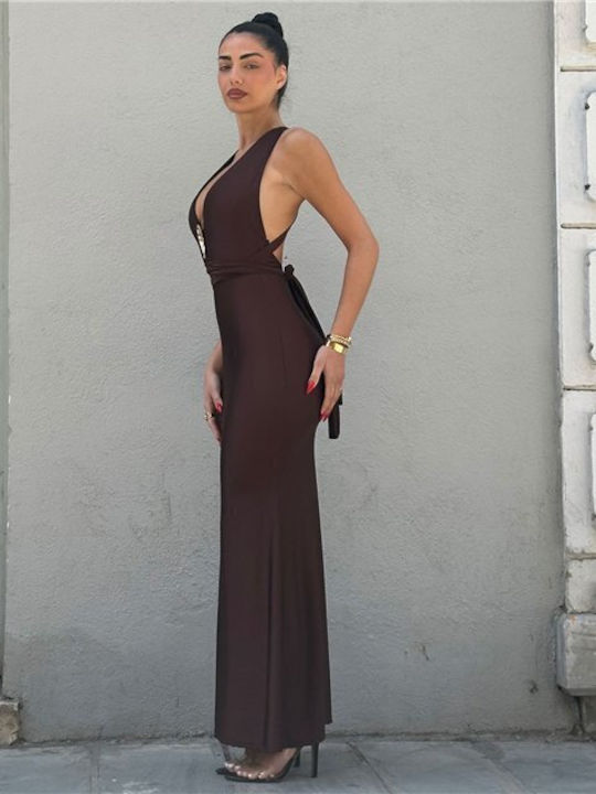 Sommer Maxi Abendkleid Braun
