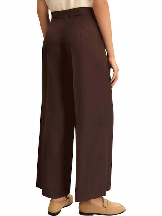 Women's Linen Trousers in Straight Leg Brown