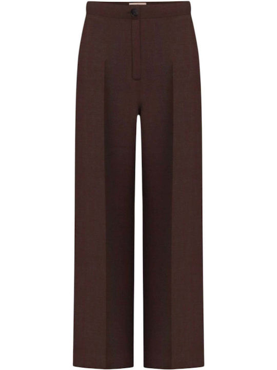 Women's Linen Trousers in Straight Leg Brown