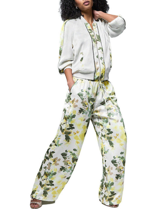 Women's Fabric Trousers with Rubber Band Ecru TA6257T358A P9217