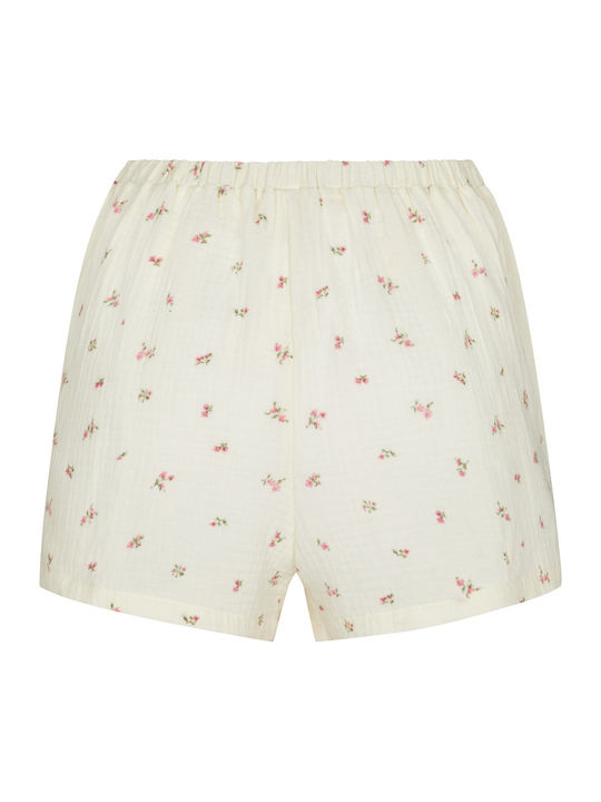 Hunkemöller Summer Cotton Women's Shorts Pajamas White Muslin