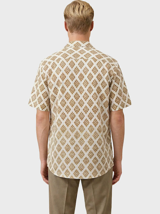 Light Beige Short Sleeve Linen Men's Shirt