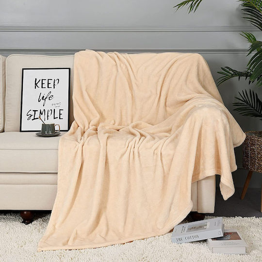 Κουβέρτα Γούνινη Μονή 150x210εκ. Beige