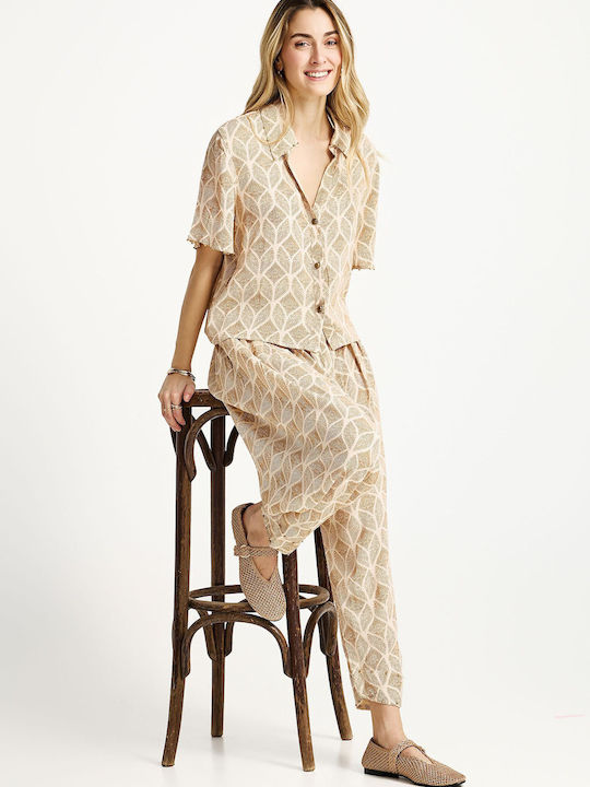 Short Sleeve Women's Shirt Cloud Cream Multi