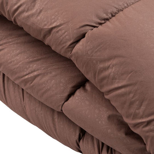 Πάπλωμα Μονό με Γέμιση Microfiber 150x210εκ. Brown 300 GSM