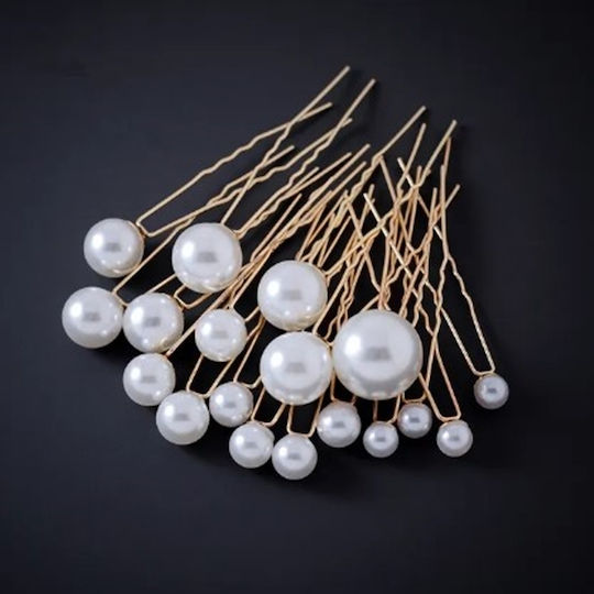 Set 7 Pearl Hairpins Bride Gold