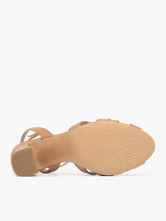 Damen Sandalen Beige Leder