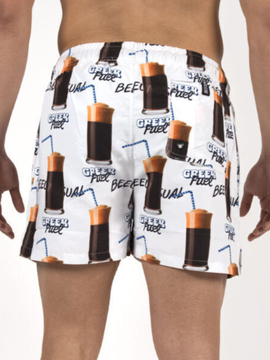 Greek Fuel Men's Swimwear Shorts White with Prints