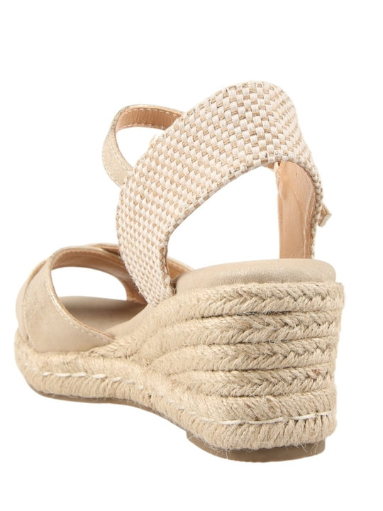 Sommer Damenplattformen in Stil Espadrilles Beige