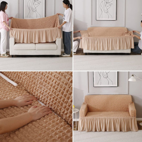 Rebeka Home Ελαστικό Κάλυμμα Διθέσιου Καναπέ Beige