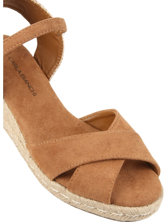 Sommer Damenplattformen im Stil Espadrilles Braun