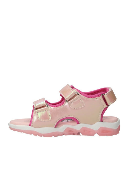 Kids' Sandals Ballerina Capuchina Anatomic with Hoop & Loop Closure and Lights Pink