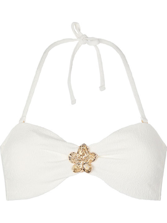 Strapless Bikini Top με Ενίσχυση Floral Λευκό