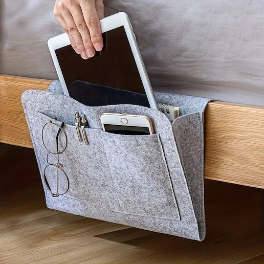 Organizator De Noptieră Înlocuitor Material Fetru Compartimente Multiple Capacitate Mare Dormitor Paturi Suprapuse Paturi De Spital Călătorie 32 X 20 Cm Gri
