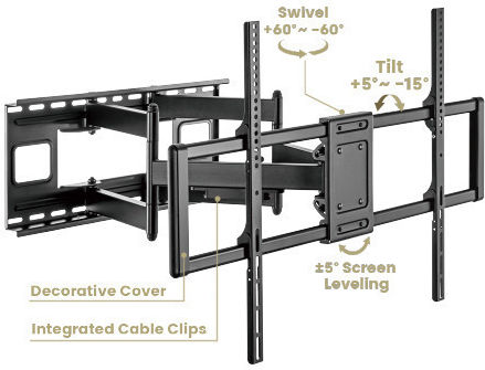 Brateck LPA77-696 Suport TV de Perete cu Braț până la 120" și 120kg Negru