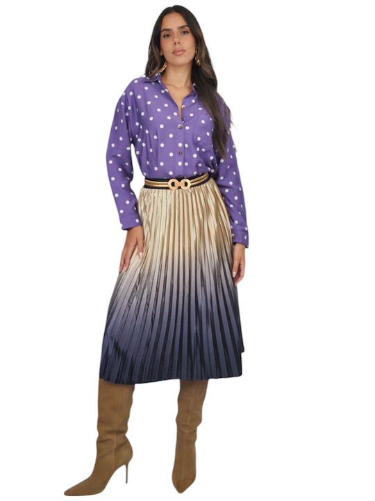 Pleated Midi Skirt Gold