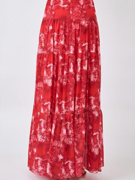 High Waist Maxi Skirt Red