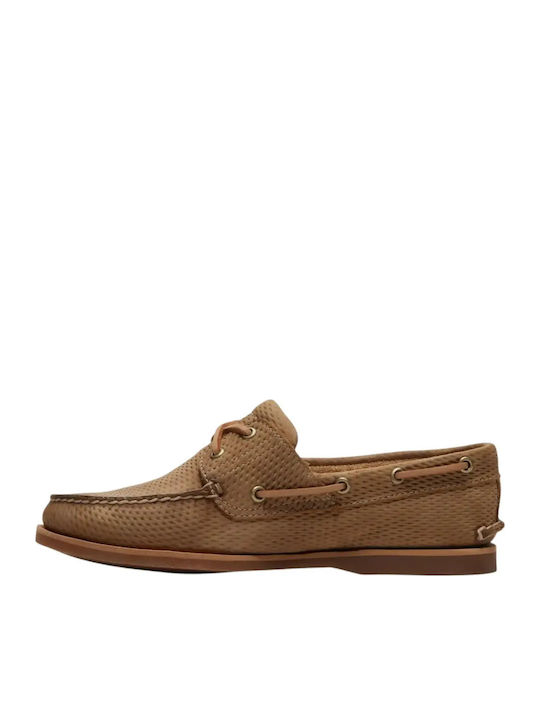 Leather Men's Boat Shoes in Beige Colour