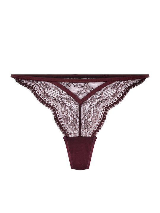 Isabelle Women's String with Lace Brown