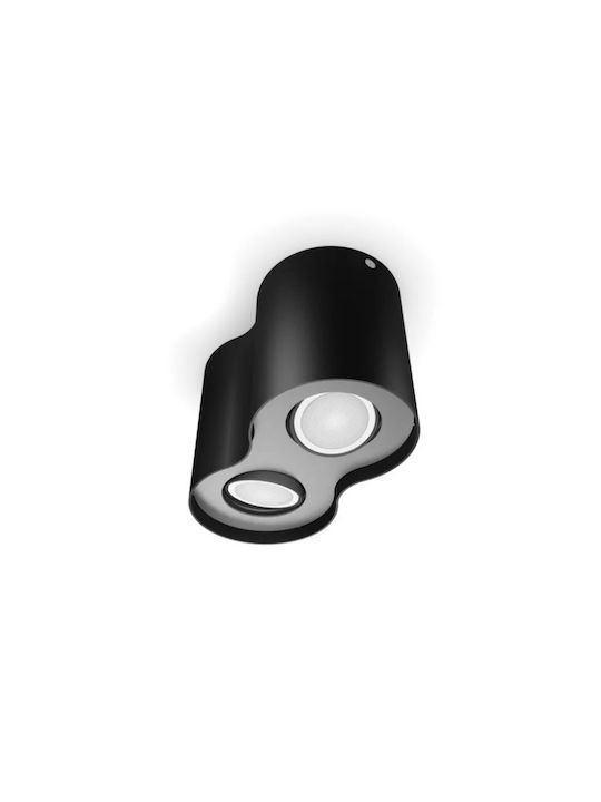 Philips Pillar Διπλό Σποτ σε Μαύρο Χρώμα