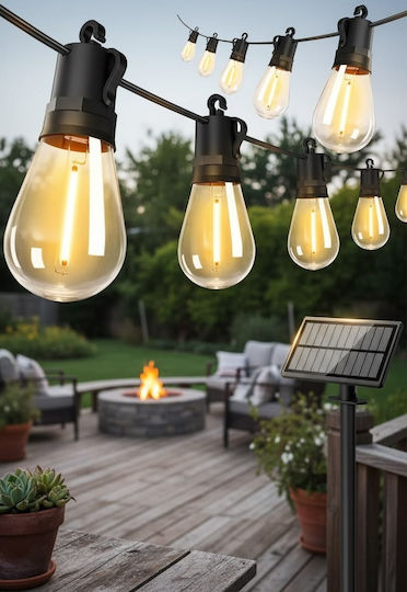 Lightex Set 10 Hängende Solarleuchten Girlande 5W 10lm mit Warmes Weiß Licht 2700K IP44