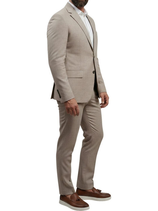 Jeff Ανδρικό Κοστούμι με Στενή Εφαρμογή Beige Jeff Ανδρικό Κοστούμι με Στενή Εφαρμογή Beige