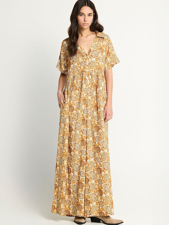 Women's Short Sleeve Floral Jumpsuit FBL013-101-12-Spicy-Pumpkin