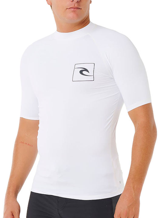 Rip Curl UPF 50 Tricou De Protecție Solară Pentru Bărbați Mâneci Scurte Alb