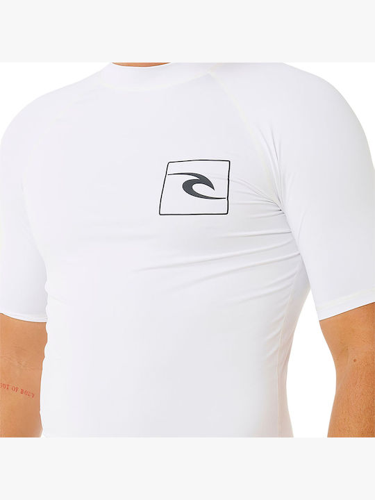 Rip Curl UPF 50 Tricou De Protecție Solară Pentru Bărbați Mâneci Scurte Alb