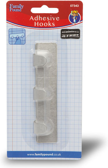 Bathroom Hook Triplet with Sticker 12x2.5cm Inox Gray