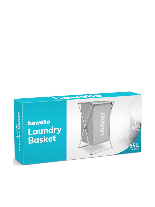 Καλάθι Απλύτων Υφασμάτινο Πτυσσόμενο 55lt 37.5x38x57cm Γκρι