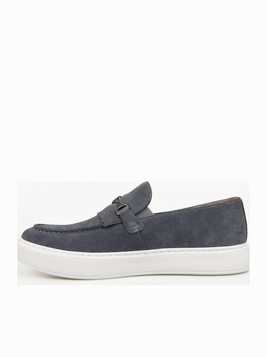 Leather Men's Moccasins in Gray Colour
