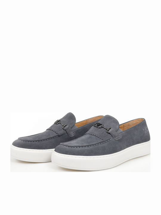 Leather Men's Moccasins in Gray Colour