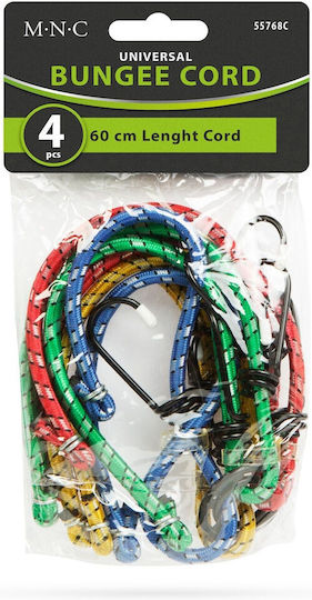 Set Elastic Straps Metal Hooks 4x60 Cm 6 Mm Luggage Fastening 6 Kg Multicolor