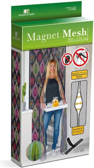 Door Mosquito Net with Velcro with Magnetic Clasp Made of Red Polyester 210x100cm