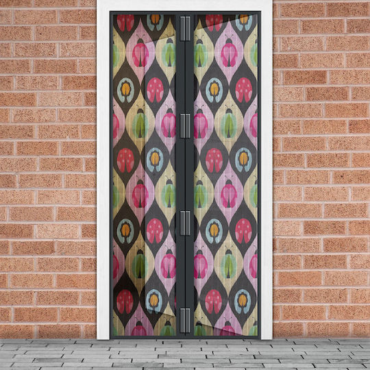 Door Mosquito Net with Velcro with Magnetic Clasp Made of Red Polyester 210x100cm